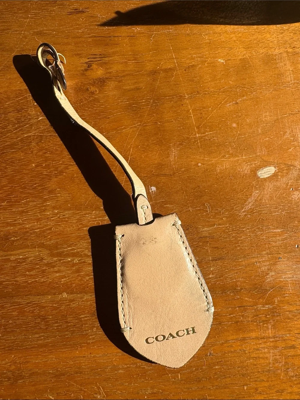 Coach Tan Leather Key/Card Holder Luggage Tag